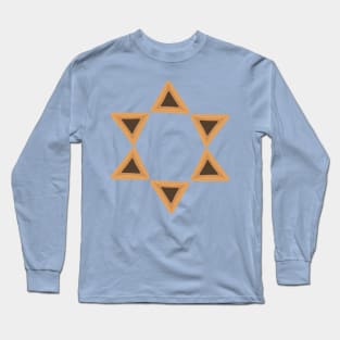 Purim holiday flat design icons of hamantashs in star of david shape Long Sleeve T-Shirt